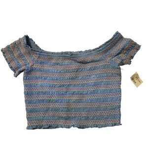 NWT Aeropastale Crop Type Small Striped Smoked Blue Pastel Spring Spears